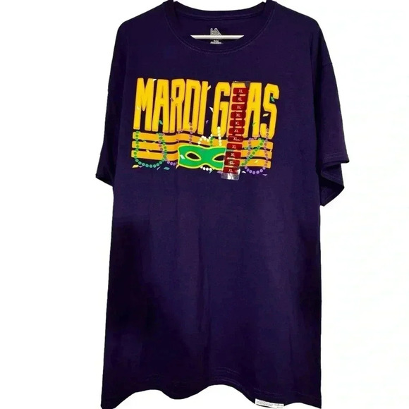 Knights Apparel MARDI GRAS Purple 100% Cotton XL Short Sleeve Shirt NWOT - Picture 1 of 9